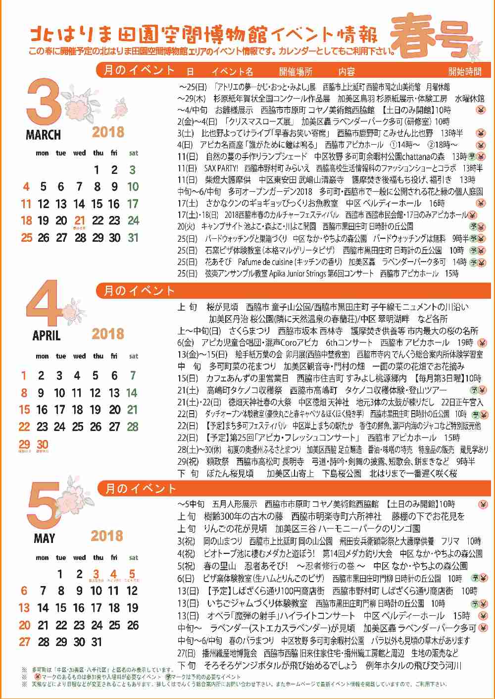 2018春の見てみてガイド＆イベントカレンダー